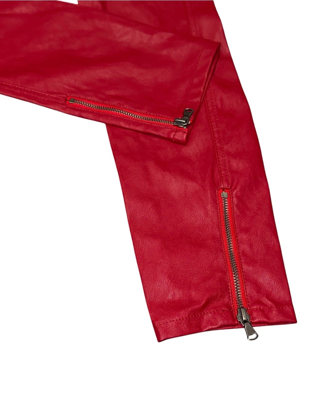 KanCan Red Faux Leather Moto Rockabilly Skinny Pants Ankle Zip Women’s 3/25 - Picture 5 of 6